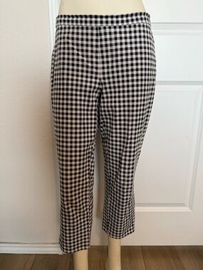 Isaac Mizrahi Live! Petite Black & White Gingham Pattern Ankle Pants